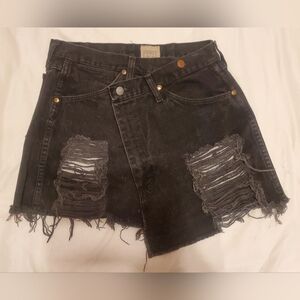 Furst Black Distressed Mini Skirt